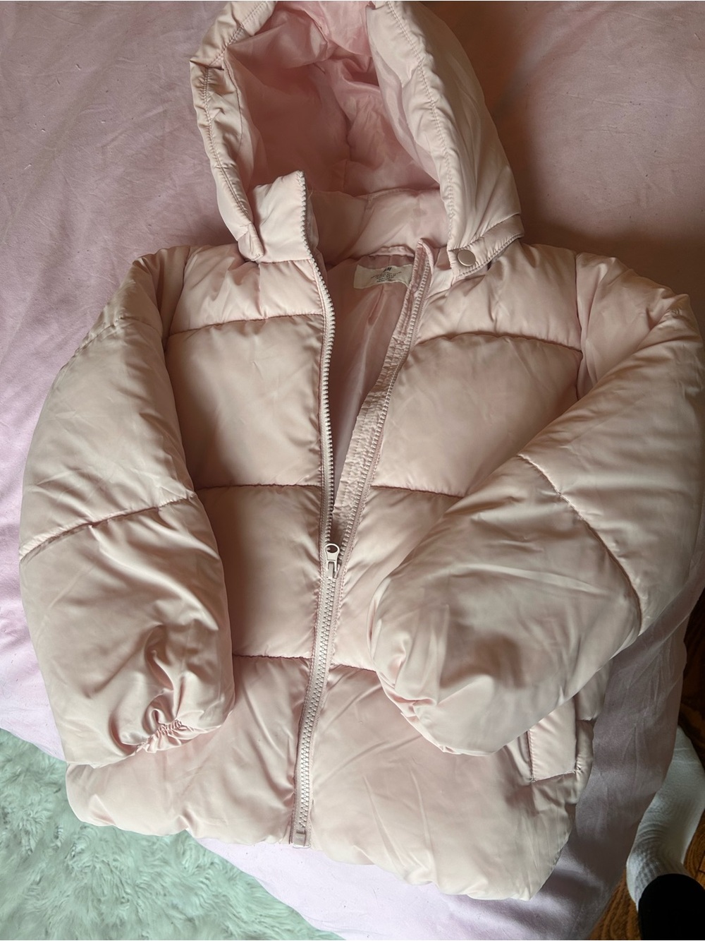 H&M 6-8y Pale Pink Hooded Puffer Jacket